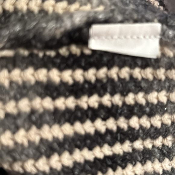 Lucky Brand car coat knit gray ivory stripes button front Sz M - Picture 10 of 12